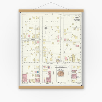 Old map wall art mockup — magnetic wood frame on white wall — Sanborn Fire Insurance Map from Jackson, Cape Girardeau County, Missouri (1921), Sheet #0003