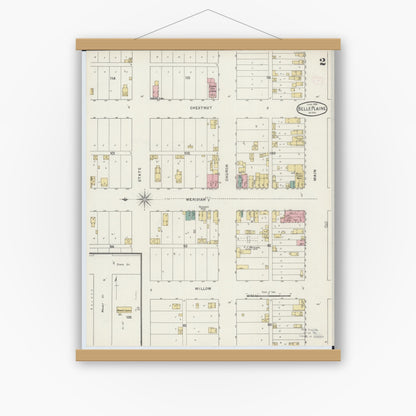 Old map wall art mockup — magnetic wood frame on white wall — Sanborn Fire Insurance Map from Belle Plaine, Scott County, Minnesota (1894), Sheet #0002