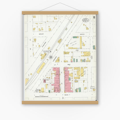 Old map wall art mockup — magnetic wood frame on white wall — Sanborn Fire Insurance Map from Odessa, Lafayette County, Missouri (1900), Sheet #0002