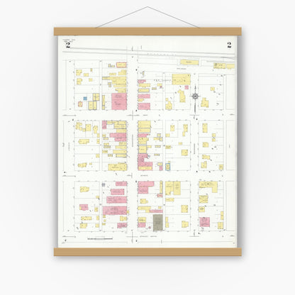 Old map wall art mockup — magnetic wood frame on white wall — Sanborn Fire Insurance Map from Thorpe, Clark County, Wisconsin (1933), Sheet #0002
