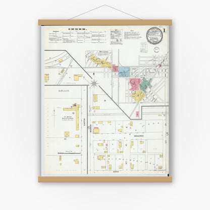 Old map wall art mockup — magnetic wood frame on white wall — Sanborn Fire Insurance Map from Leipsic, Putnam County, Ohio (1900) - Complete Map Set