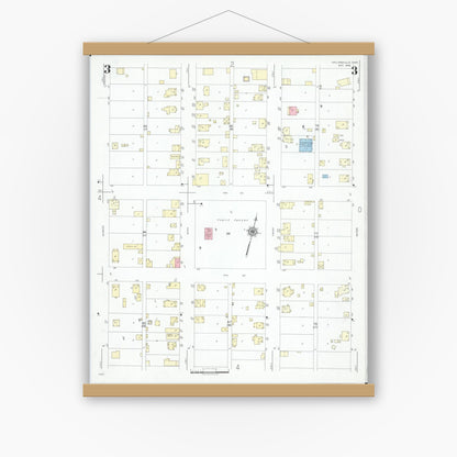 Old map wall art mockup — magnetic wood frame on white wall — Sanborn Fire Insurance Map from Taylorsville, Muskingum County, Ohio (1946), Sheet #0003