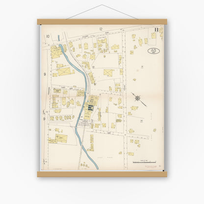 Old map wall art mockup — magnetic wood frame on white wall — Sanborn Fire Insurance Map from Hilo, Hawaii County, Hawaii (1914), Sheet #0011