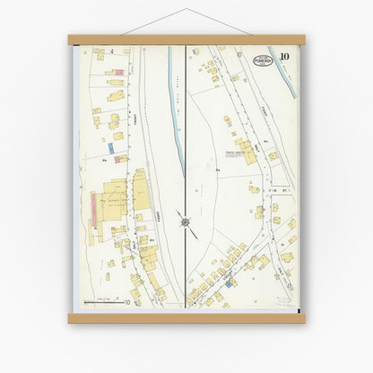Old map wall art mockup — magnetic wood frame on white wall — Sanborn Fire Insurance Map from Pomeroy, Meigs County, Ohio (1916), Sheet #0010