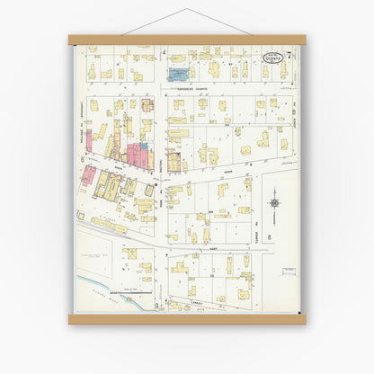 Old map wall art mockup — magnetic wood frame on white wall — Sanborn Fire Insurance Map from Oconto, Oconto County, Wisconsin (1911), Sheet #0007