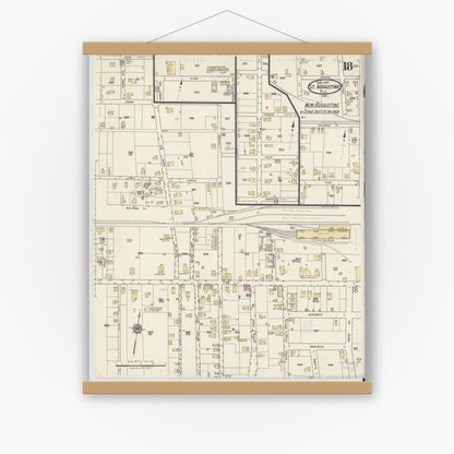 Old map wall art mockup — magnetic wood frame on white wall — Sanborn Fire Insurance Map from Saint Augustine, Saint John's County, Florida (1917), Sheet #0018