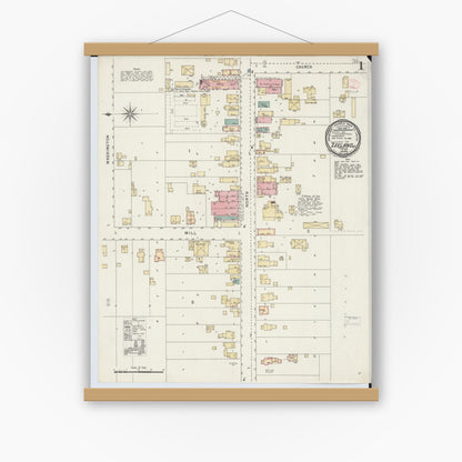 Old map wall art mockup — magnetic wood frame on white wall — Sanborn Fire Insurance Map from Zeeland, Ottawa County, Michigan (1895) - Complete Map Set