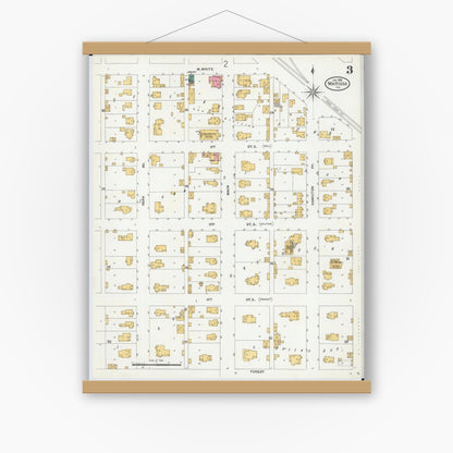Old map wall art mockup — magnetic wood frame on white wall — Sanborn Fire Insurance Map from Marissa, Saint Clair County, Illinois (1906), Sheet #0003
