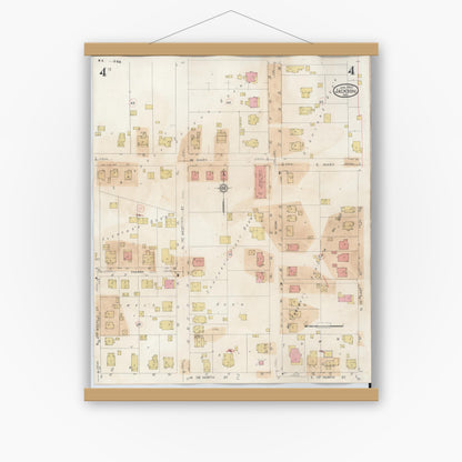 Old map wall art mockup — magnetic wood frame on white wall — Sanborn Fire Insurance Map from Jackson, Cape Girardeau County, Missouri (1941), Sheet #0004