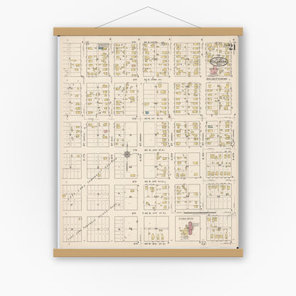 Old map wall art mockup — magnetic wood frame on white wall — Sanborn Fire Insurance Map from Escanaba, Delta County, Michigan (1921), Sheet #0021