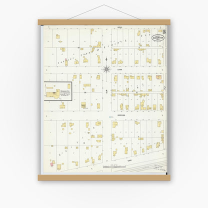 Old map wall art mockup — magnetic wood frame on white wall — Sanborn Fire Insurance Map from Edgerton, Williams County, Ohio (1901), Sheet #0003