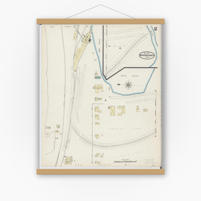 Old map wall art mockup — magnetic wood frame on white wall — Sanborn Fire Insurance Map from Northern Pacific Junction, Carlton County, Minnesota (1885), Sheet #0002