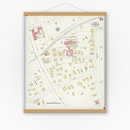 Old map wall art mockup — magnetic wood frame on white wall — Sanborn Fire Insurance Map from Ashtabula, Ashtabula County, Ohio (1903), Sheet #0010