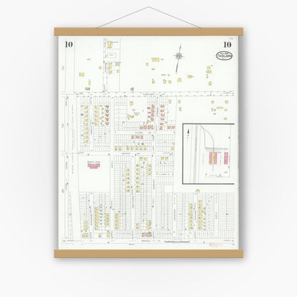 Old map wall art mockup — magnetic wood frame on white wall — Sanborn Fire Insurance Map from Fair Lawn, Bergen County, New Jersey (1929), Sheet #0010