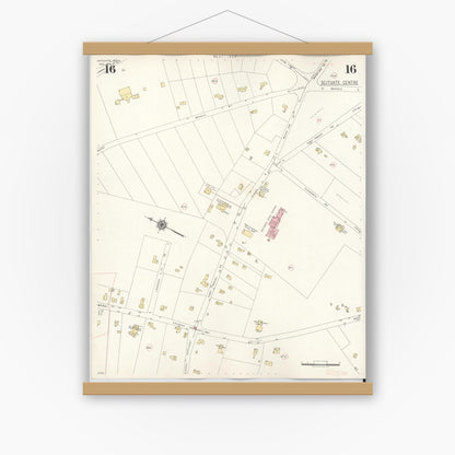 Old map wall art mockup — magnetic wood frame on white wall — Sanborn Fire Insurance Map from Scituate, Plymouth County, Massachusetts (1944), Sheet #0016