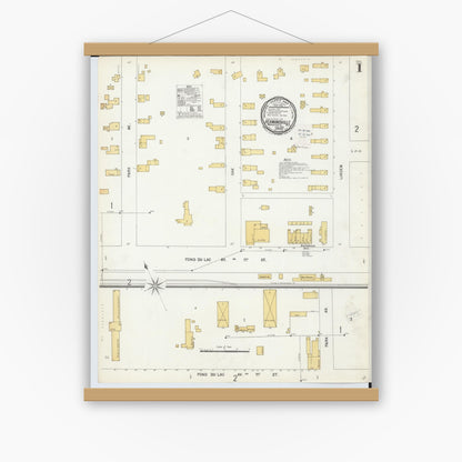Old map wall art mockup — magnetic wood frame on white wall — Sanborn Fire Insurance Map from Hermansville, Menominee County, Michigan (1900) - Complete Map Set