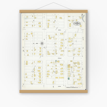 Old map wall art mockup — magnetic wood frame on white wall — Sanborn Fire Insurance Map from Two Harbors, Lake County, Minnesota (1907), Sheet #0007