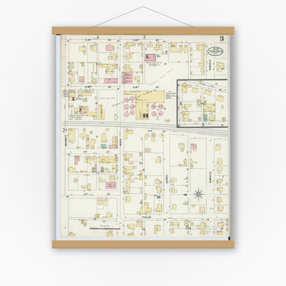 Old map wall art mockup — magnetic wood frame on white wall — Sanborn Fire Insurance Map from Toronto, Jefferson County, Ohio (1897), Sheet #0003