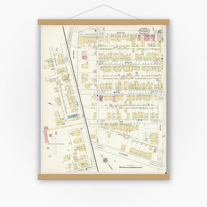 Old map wall art mockup — magnetic wood frame on white wall — Sanborn Fire Insurance Map from Natrona, Allegheny County, Pennsylvania (1912), Sheet #0006