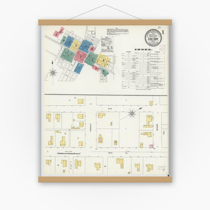 Old map wall art mockup — magnetic wood frame on white wall — Sanborn Fire Insurance Map from Live Oak, Suwanee County, Florida (1906) - Complete Map Set