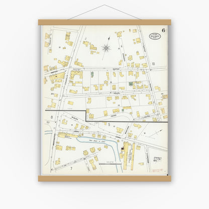 Old map wall art mockup — magnetic wood frame on white wall — Sanborn Fire Insurance Map from Quincy, Norfolk County, Massachusetts (1901), Sheet #0006