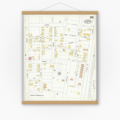 Old map wall art mockup — magnetic wood frame on white wall — Sanborn Fire Insurance Map from Tarentum, Allegheny County, Pennsylvania (1909), Sheet #0020