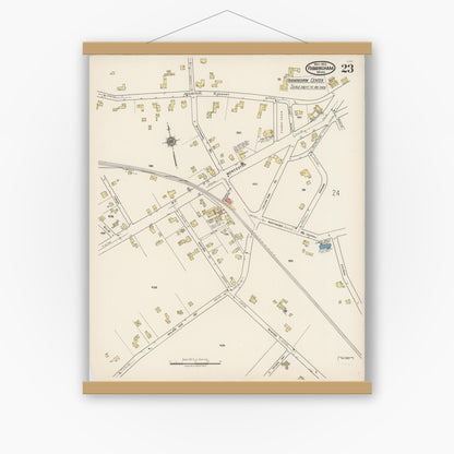 Old map wall art mockup — magnetic wood frame on white wall — Sanborn Fire Insurance Map from Framingham, Middlesex County, Massachusetts (1922), Sheet #0023