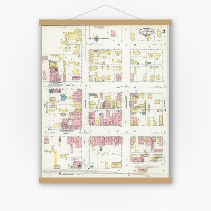 Old map wall art mockup — magnetic wood frame on white wall — Sanborn Fire Insurance Map from Jefferson, Jefferson County, Wisconsin (1909), Sheet #0003