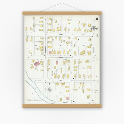 Old map wall art mockup — magnetic wood frame on white wall — Sanborn Fire Insurance Map from Kenosha, Kenosha County, Wisconsin (1900), Sheet #0002
