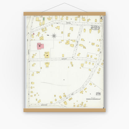 Old map wall art mockup — magnetic wood frame on white wall — Sanborn Fire Insurance Map from North Easton, Bristol County, Massachusetts (1903), Sheet #0004