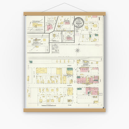 Old map wall art mockup — magnetic wood frame on white wall — Sanborn Fire Insurance Map from Norborne, Carroll County, Missouri (1909) - Complete Map Set