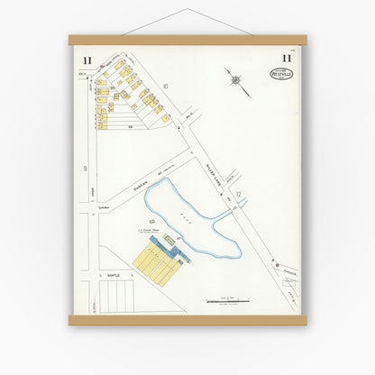Old map wall art mockup — magnetic wood frame on white wall — Sanborn Fire Insurance Map from Westville, Gloucester County, New Jersey (1926), Sheet #0011