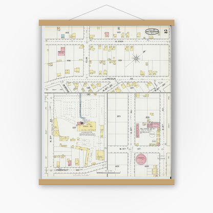 Old map wall art mockup — magnetic wood frame on white wall — Sanborn Fire Insurance Map from Mount Vernon, Westchester County, New York (1892) - Complete Map Set