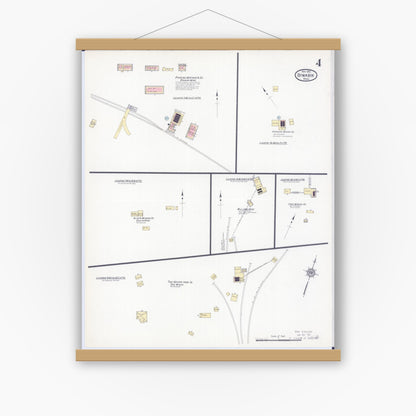 Old map wall art mockup — magnetic wood frame on white wall — Sanborn Fire Insurance Map from Biwabik, Saint Louis County, Minnesota (1912), Sheet #0004