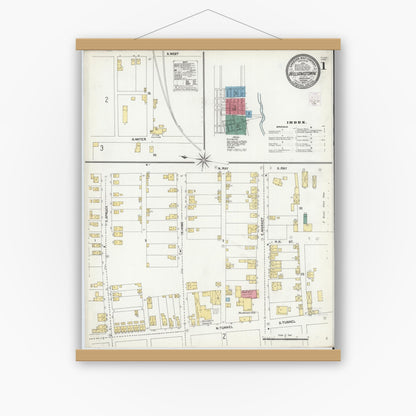 Old map wall art mockup — magnetic wood frame on white wall — Sanborn Fire Insurance Map from Williamstown, Dauphin County, Pennsylvania (1902) - Complete Map Set