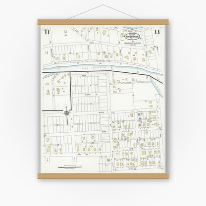 Old map wall art mockup — magnetic wood frame on white wall — Sanborn Fire Insurance Map from Winter Haven, Polk County, Florida (1924), Sheet #0011