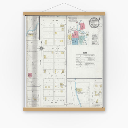 Old map wall art mockup — magnetic wood frame on white wall — Sanborn Fire Insurance Map from Park Rapids, Hubbard County, Minnesota (1900) - Complete Map Set