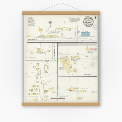 Old map wall art mockup — magnetic wood frame on white wall — Sanborn Fire Insurance Map from Ontario, Wayne County, New York (1912) - Complete Map Set