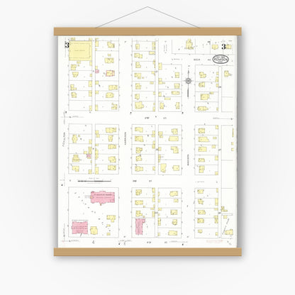 Old map wall art mockup — magnetic wood frame on white wall — Sanborn Fire Insurance Map from Remsen, Plymouth County, Iowa (1929), Sheet #0003