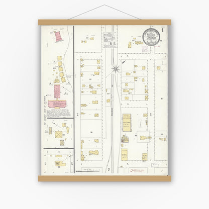 Old map wall art mockup — magnetic wood frame on white wall — Sanborn Fire Insurance Map from Decota, Alameda County, California (1908) - Complete Map Set