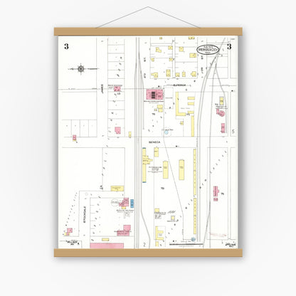 Old map wall art mockup — magnetic wood frame on white wall — Sanborn Fire Insurance Map from Webster City, Hamilton County, Iowa (1923), Sheet #0003