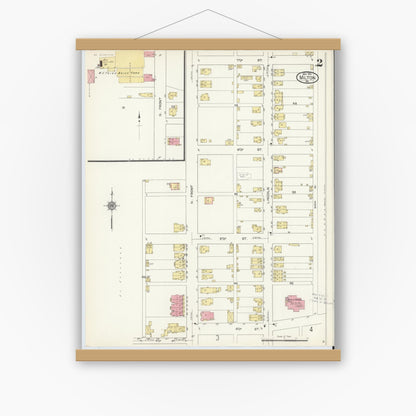 Old map wall art mockup — magnetic wood frame on white wall — Sanborn Fire Insurance Map from Milton, Northumberland County, Pennsylvania (1913), Sheet #0002