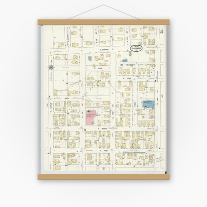 Old map wall art mockup — magnetic wood frame on white wall — Sanborn Fire Insurance Map from Ishpeming, Marquette County, Michigan (1911), Sheet #0004