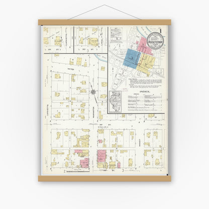 Old map wall art mockup — magnetic wood frame on white wall — Sanborn Fire Insurance Map from Prophetstown, Whiteside County, Illinois (1913) - Complete Map Set