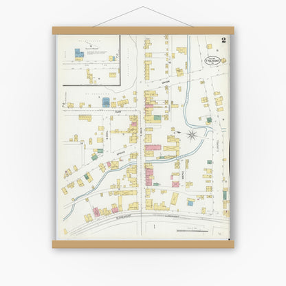 Old map wall art mockup — magnetic wood frame on white wall — Sanborn Fire Insurance Map from Tremont, Schuylkill County, Pennsylvania (1902), Sheet #0002