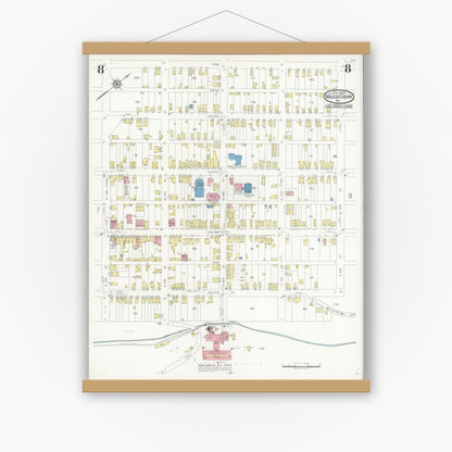 Old map wall art mockup — magnetic wood frame on white wall — Sanborn Fire Insurance Map from Mauch Chunk, Carbon County, Pennsylvania (1930), Sheet #0008