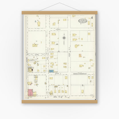 Old map wall art mockup — magnetic wood frame on white wall — Sanborn Fire Insurance Map from Tarpon Springs, Pinellas County, Florida (1913), Sheet #0004