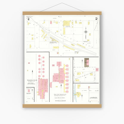 Old map wall art mockup — magnetic wood frame on white wall — Sanborn Fire Insurance Map from Redfield, Dallas County, Iowa (1933), Sheet #0002