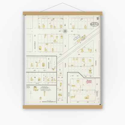 Old map wall art mockup — magnetic wood frame on white wall — Sanborn Fire Insurance Map from Montrose, Henry County, Missouri (1894), Sheet #0002