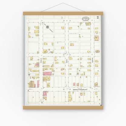 Old map wall art mockup — magnetic wood frame on white wall — Sanborn Fire Insurance Map from Clymer, Indiana County, Pennsylvania (1911), Sheet #0002